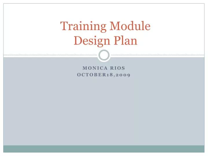 training module design plan