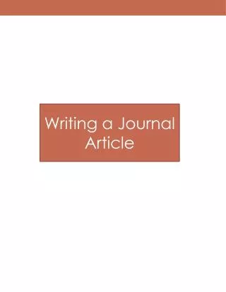 Writing a Journal Article