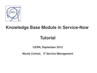 Basic concepts and demo in service portal (search KB articles) KB Process, Work-flow and Roles