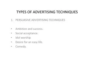TYPES OF ADVERTISING TECHNIQUES