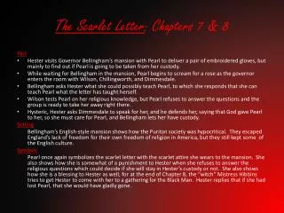 The Scarlet Letter : Chapters 7 &amp; 8