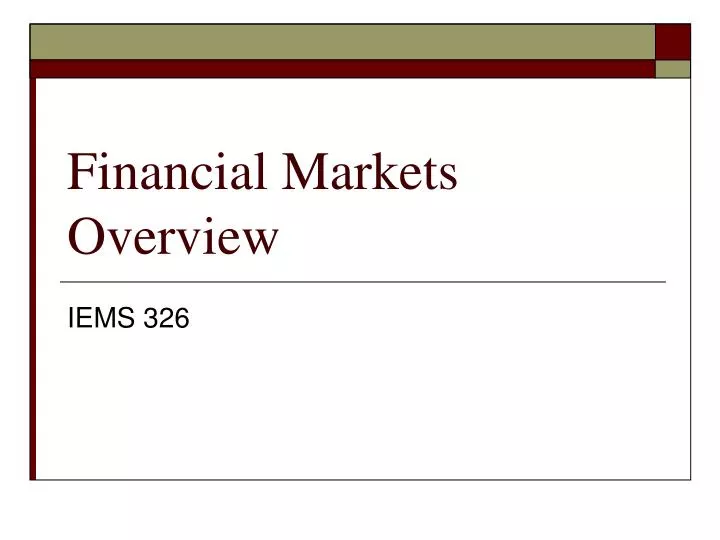 financial markets overview