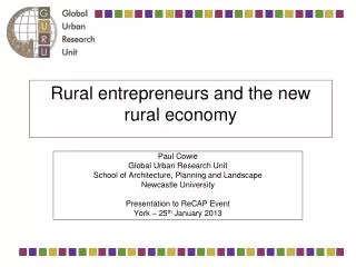 Rural entrepreneurs and the new rural economy