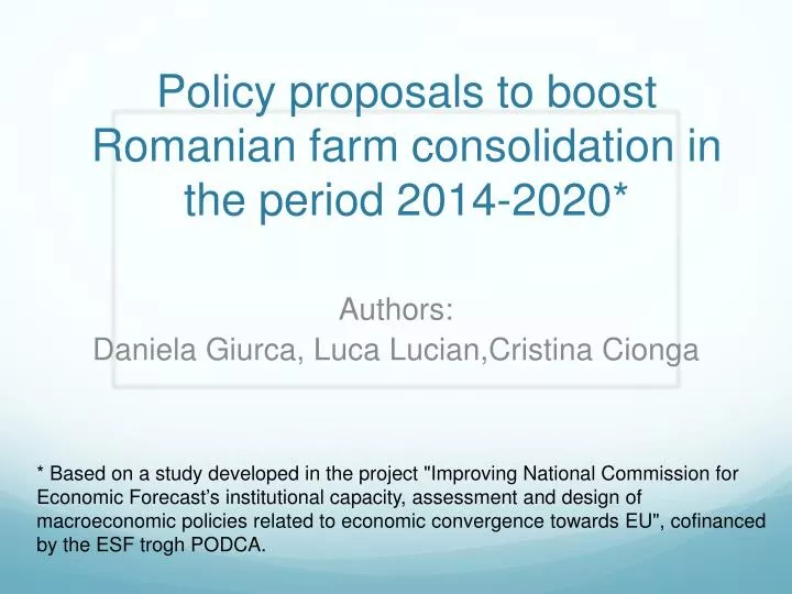 policy proposals to boost romanian farm consolidation in the period 2014 2020
