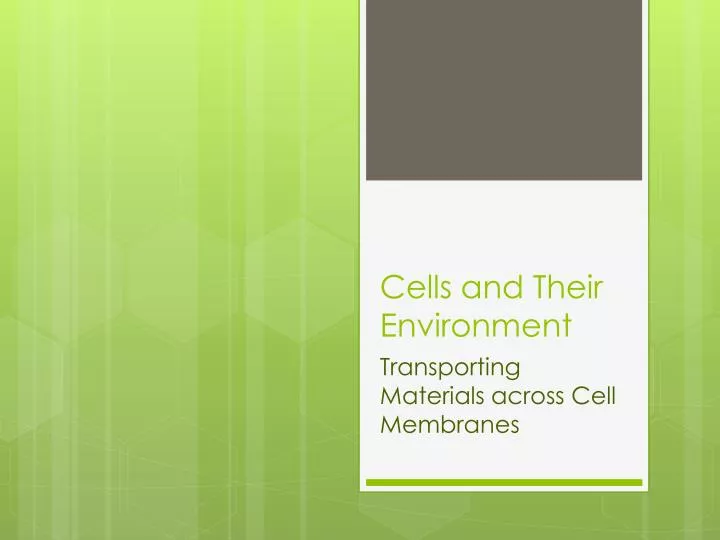 cells and their environment
