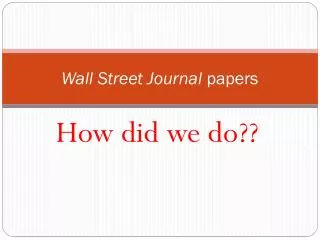 Wall Street Journal papers