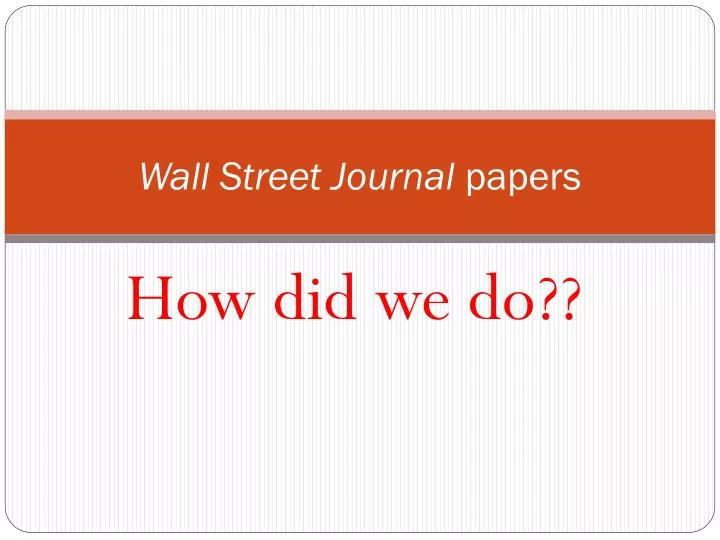 wall street journal papers