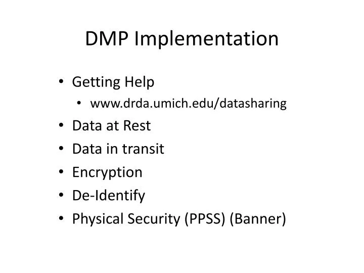dmp implementation