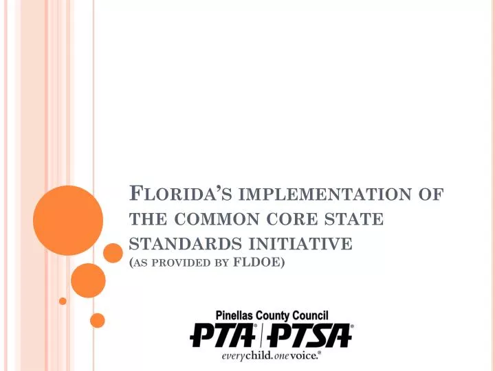 florida s implementation of the common core state standards initiative as provided by fldoe