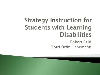 Strategy Instruction for Students with Learning Disabilities