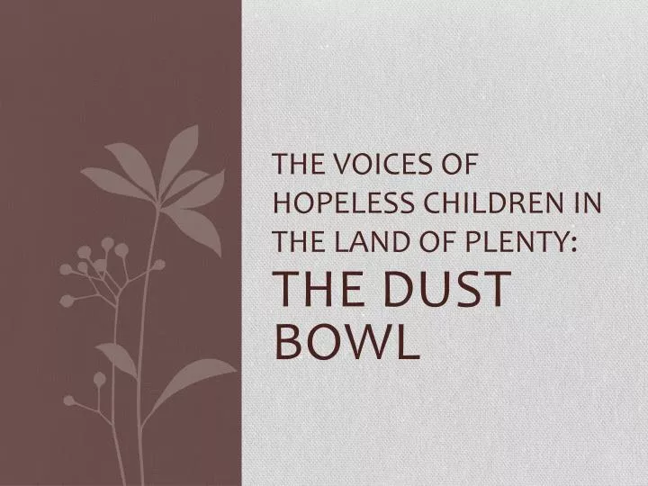 the voices of hopeless children in the land of plenty
