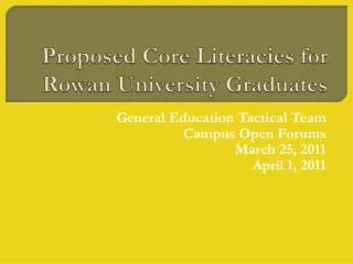 Proposed Core Literacies for Rowan University Graduates