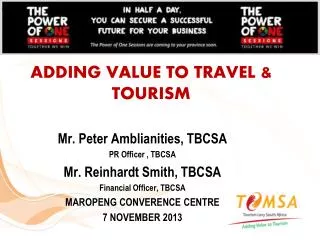 ADDING VALUE TO TRAVEL &amp; TOURISM