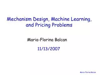 mechanism design machine learning and pricing problems