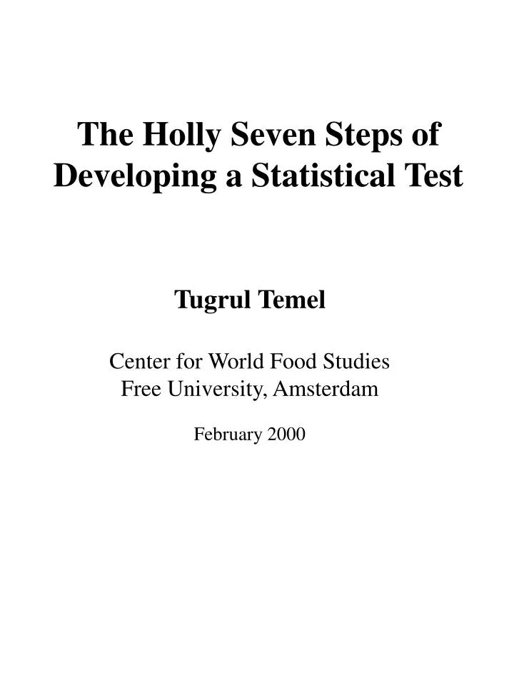 the holly seven steps of developing a statistical test