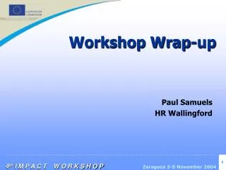 Workshop Wrap-up