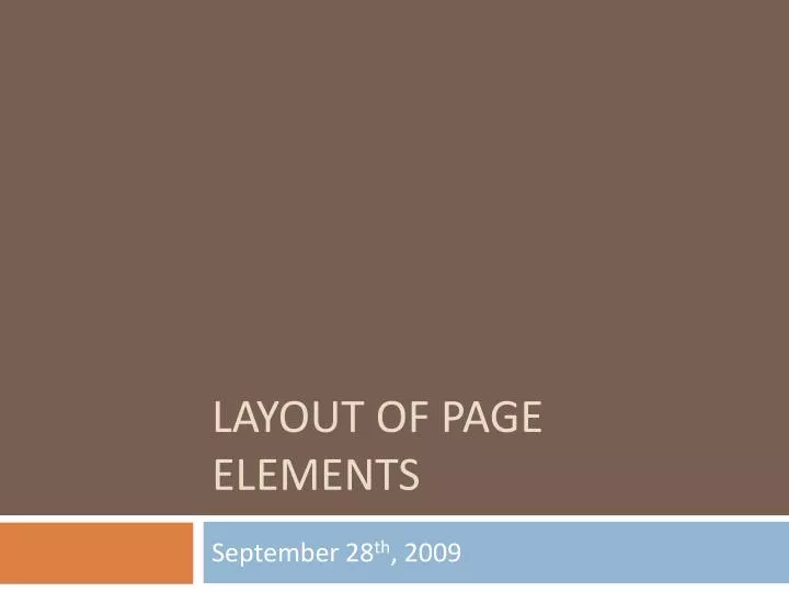 layout of page elements