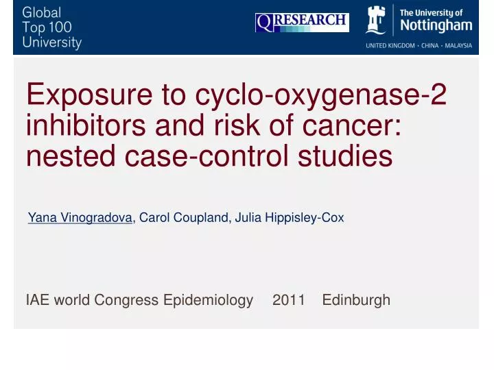 exposure to cyclo oxygenase 2 inhibitors and risk of cancer nested case control studies