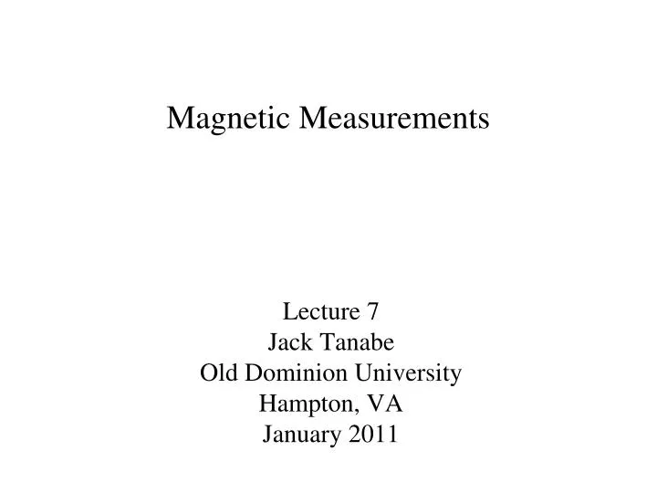 lecture 7 jack tanabe old dominion university hampton va january 2011