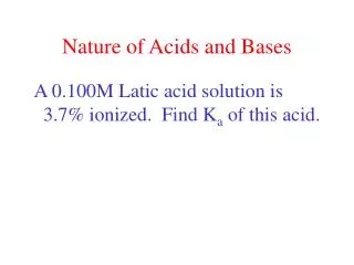 Nature of Acids and Bases