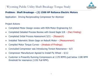 Wyoming Public Utility Shaft Breakage Torque Study