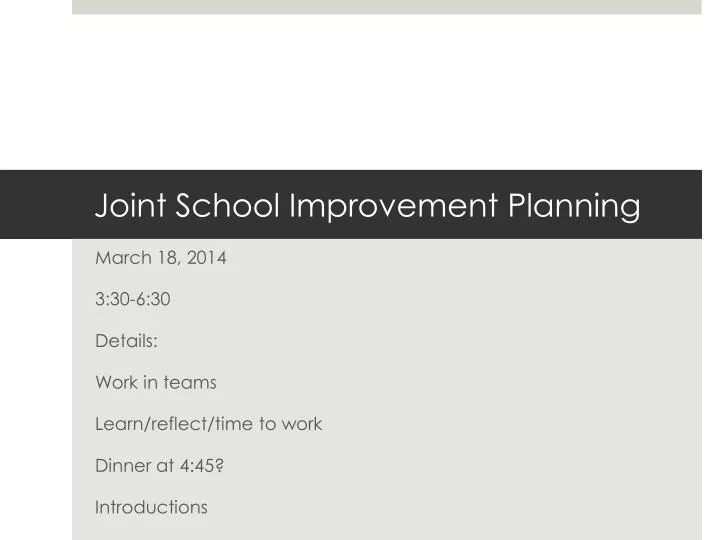 joint school improvement planning