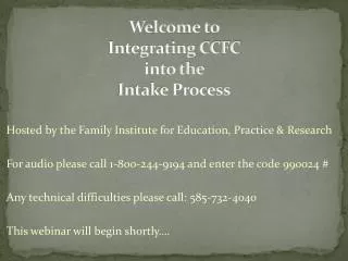 Welcome to Integrating CCFC into the Intake Process