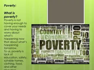 Poverty: What is poverty?