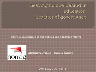 Leaving no one behind in education: a matter of governance