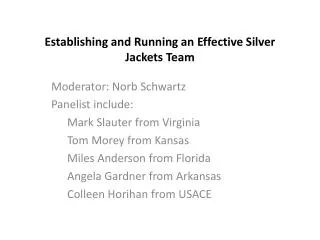 Establishing and Running an Effective Silver Jackets Team
