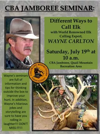 Different Ways to Call Elk with World Renowned Elk Calling Expert , WAYNE CARLTON