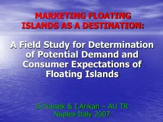 MARKETING FLOATING ISLANDS AS A DESTINATION: