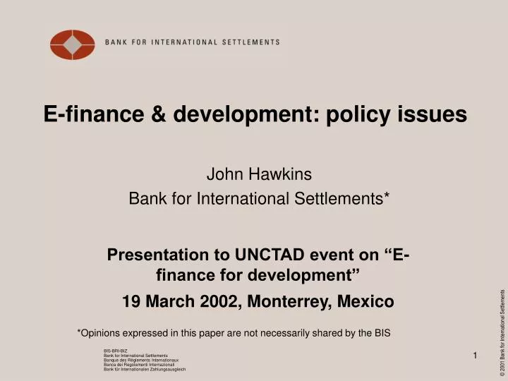 e finance development policy issues
