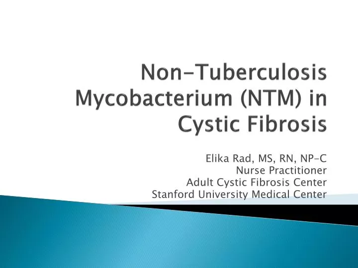 non tuberculosis mycobacterium ntm in cystic fibrosis