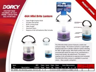 4AA Mini Brite Lantern Super Bright Krypton Bulb Durable Dial Switch Built-In Hang Hook
