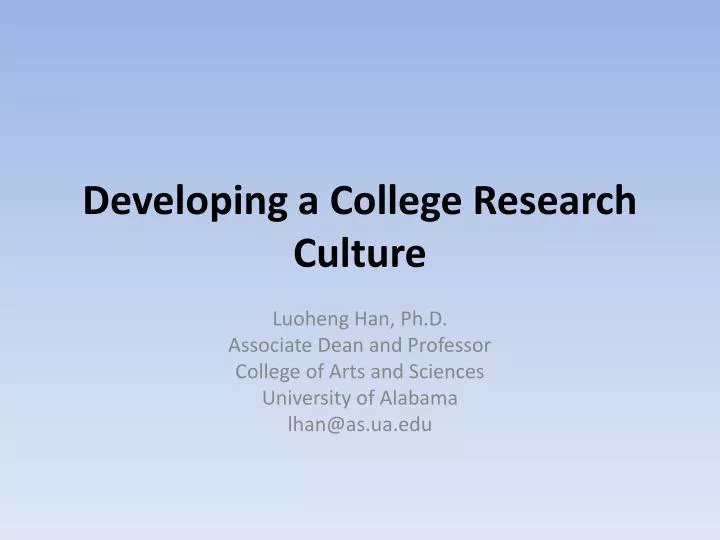 developing a college research culture