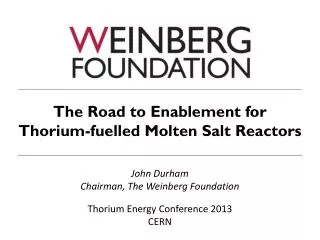 The Road to Enablement for Thorium-fuelled Molten Salt Reactors