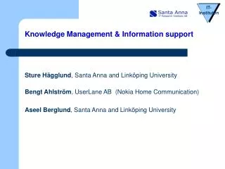 Knowledge Management &amp; Information support