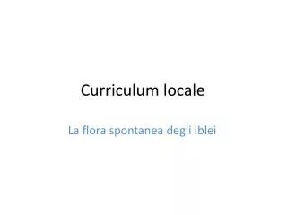 curriculum locale
