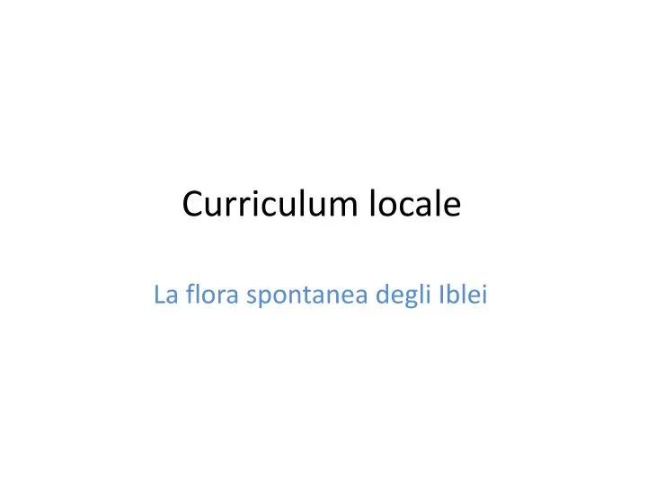 curriculum locale