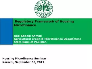 Housing Microfinance Seminar Karachi, September 06, 2012