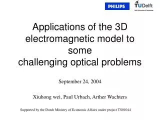Applications of the 3D electromagnetic model to some challenging optical problems