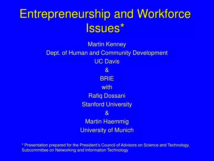 entrepreneurship and workforce issues