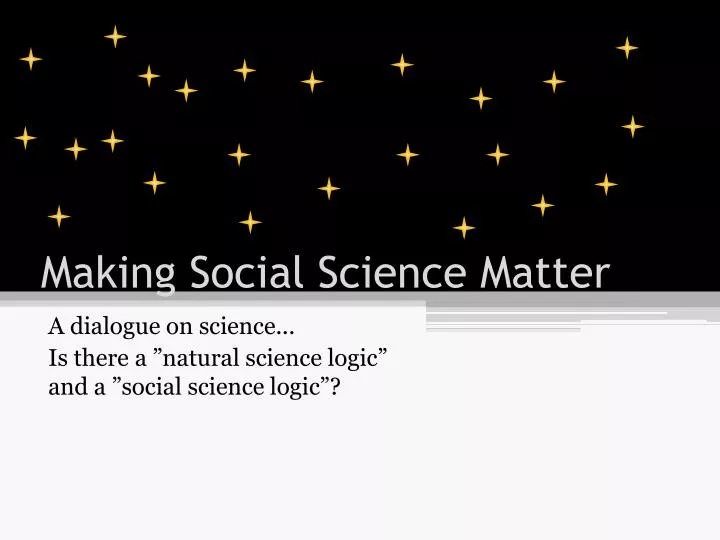 making social science m atter