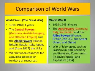 Comparison of World Wars