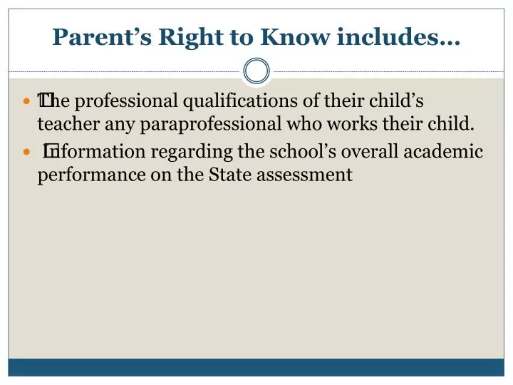 parent s right to know includes
