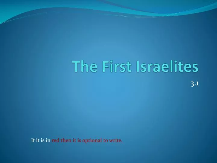 the first israelites