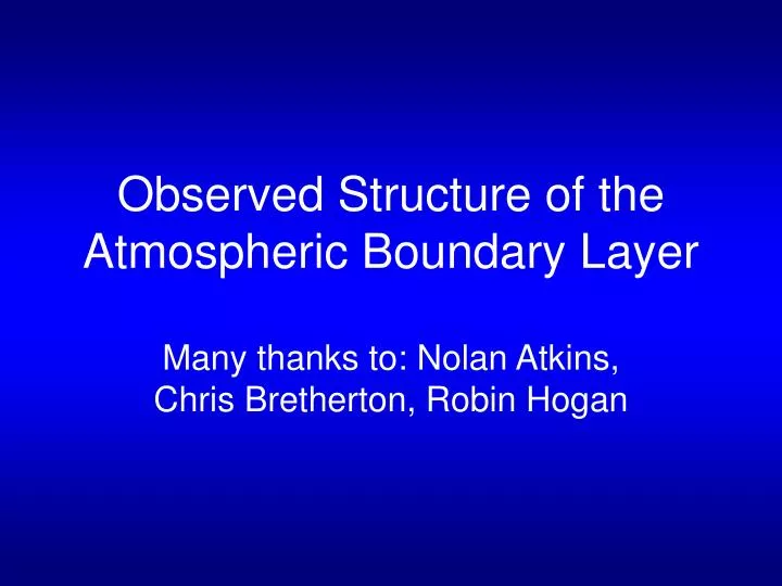 observed structure of the atmospheric boundary layer
