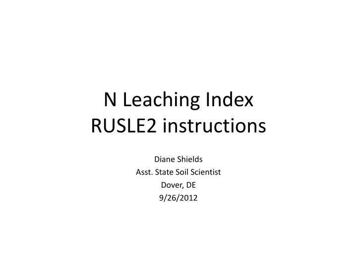n leaching index rusle2 instructions