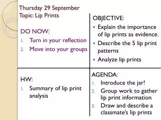 Thursday 29 September Topic: Lip Prints